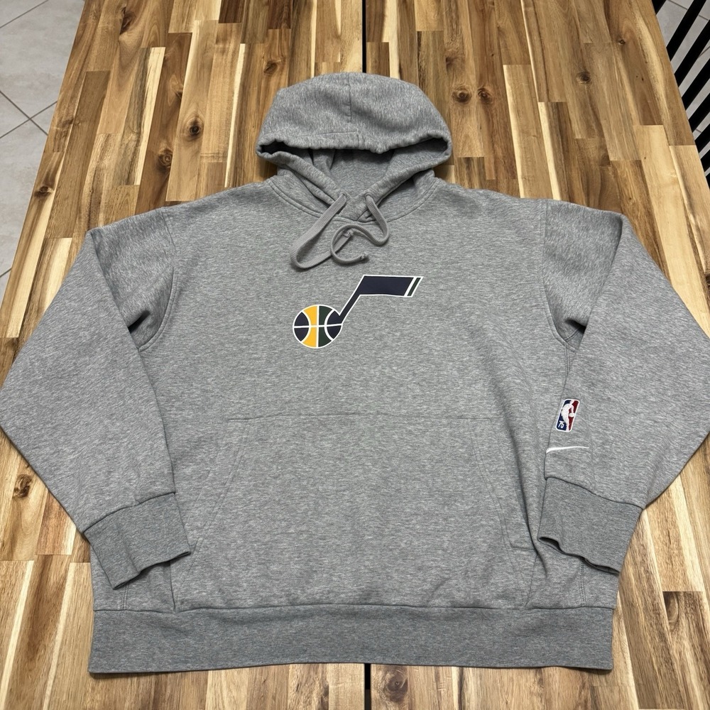 Utah Jazz Hoodie Mens XL Gray Nike‎ NBA 75 Years Pullover Basketball Sweatshirt
